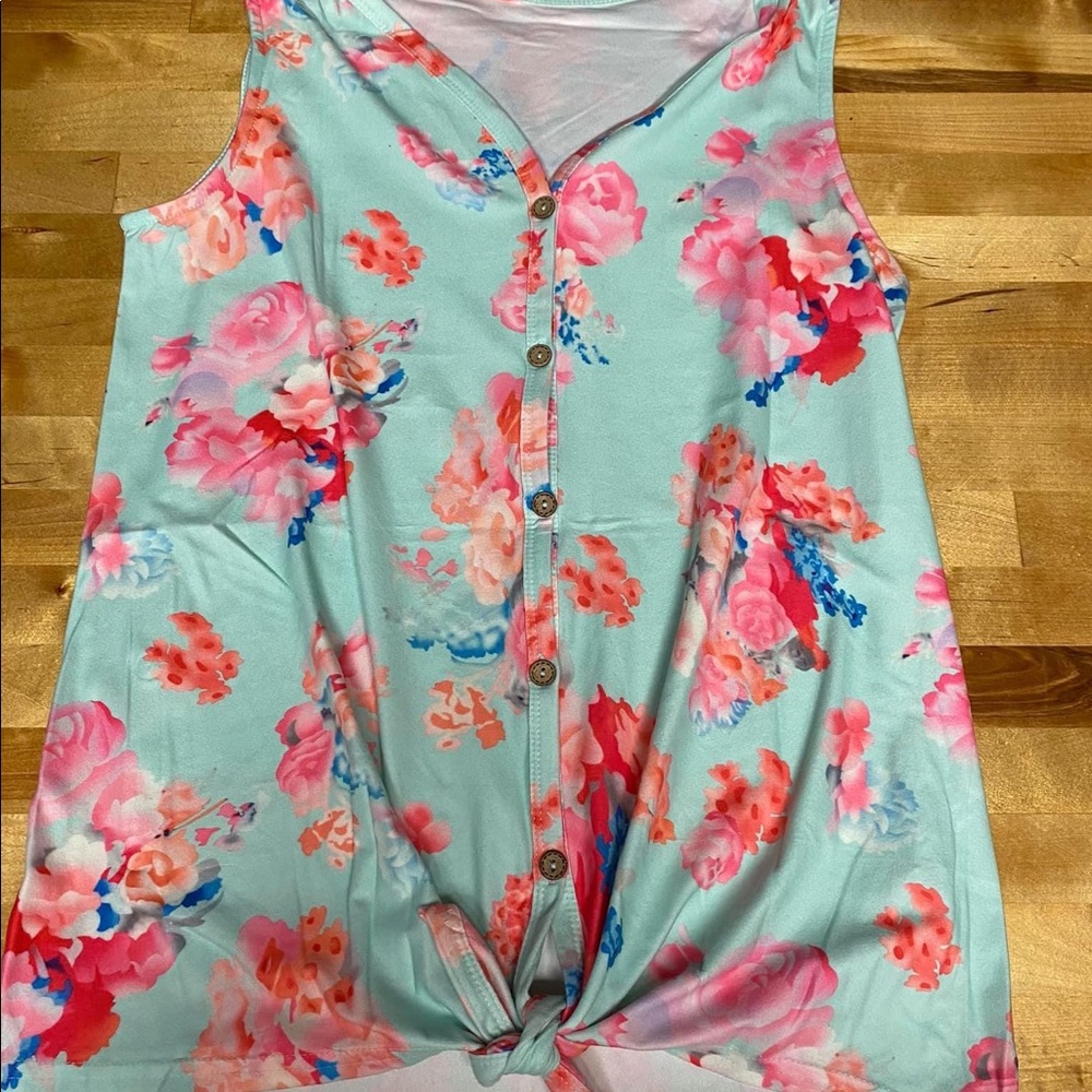 Mint floral tank
